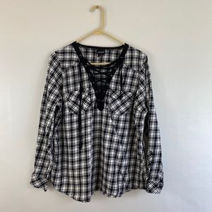 Torrid Checkered Lace Up Tee